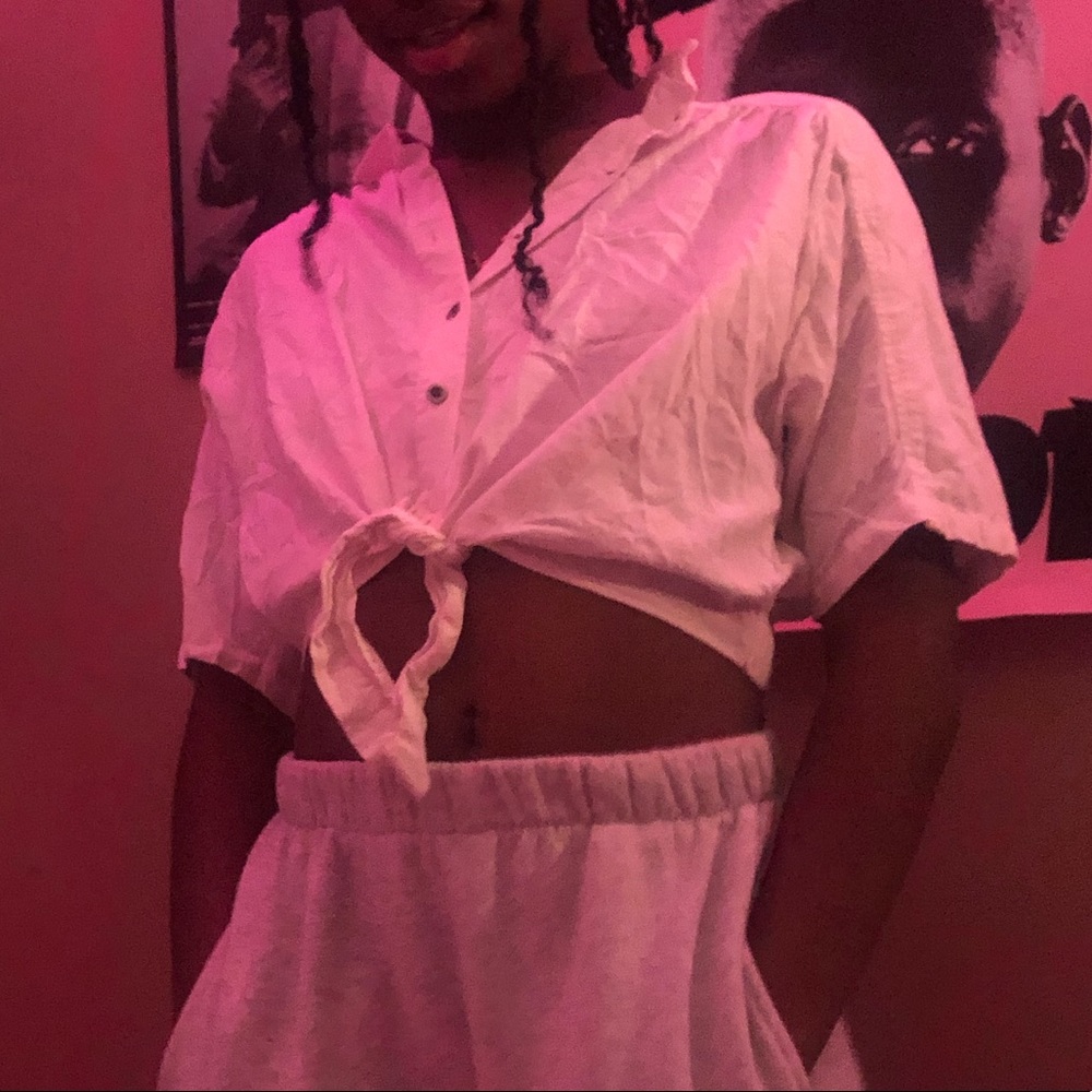 White button up crop top